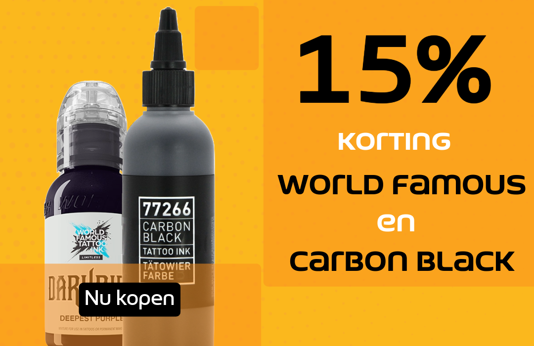 Bespaar nu bij aankoop van Worldfamous Ink of Carbon Black Ink!