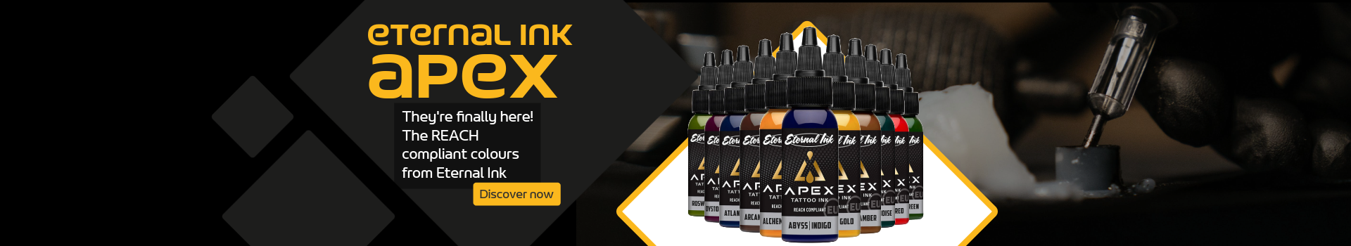 Finally here! Order the new REACH-compliant Apex colour range from Eternal Ink now.