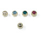 Threaded ball - Titan - Gold anodized with rhinestone - M1,6 mm x 6 mm BZ Teal - 3 Pcs/Pack