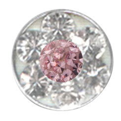 Lippenbändchenring - Titan mit Swarovski Kristall - 1,2 mm  x 8 mm - LRO Rosa - 3 Stück/Pack