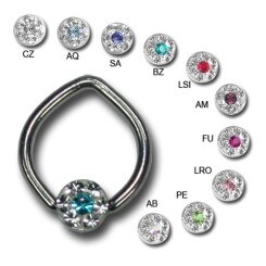 BCR for lip frenulum piercing - Titan with Swarovski Crystals - 1,2 mm  x 8 mm - LRO rose - 3 Pcs/Pack