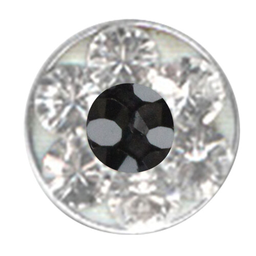 Klemmlinse - Basic Titan - Zweifarbig mit Swarovski Kristall - JE Schwarz - 5 Stück/Pack