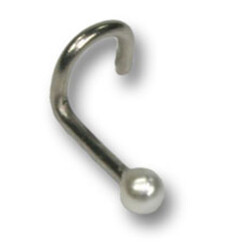 Nose jewellery - 316 L stainless steel -Artificial pearl...