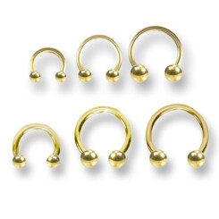 Circularbarbelll - Gold Line 316 L gold plated - 1 µm - With ball - 3 mm 1,2 mm x 6 mm - 5 Pcs/Pack