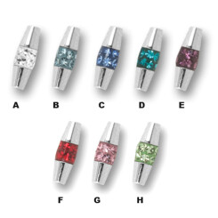 Barbell joint for industrial piercings - Swarowski Crystal - M1,6 mm x 3 mm x 10 mm - BZ teal - 3 Pcs/Pack