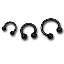 Circularbarbell - Black Steel 316 L - With balls - 1,2 mm...