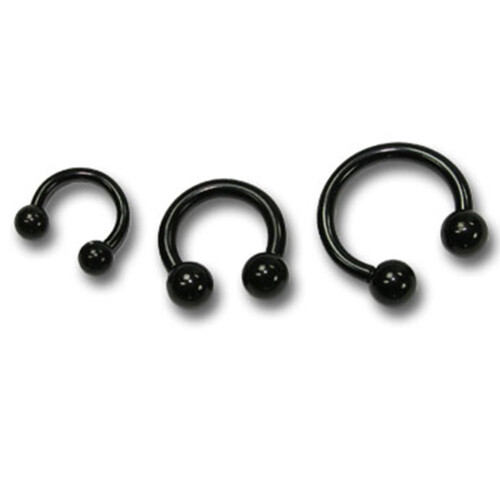 Circularbarbell - Black Steel 316 L - With balls - 1,2 mm x 10 mm - 5 Pcs/Pack