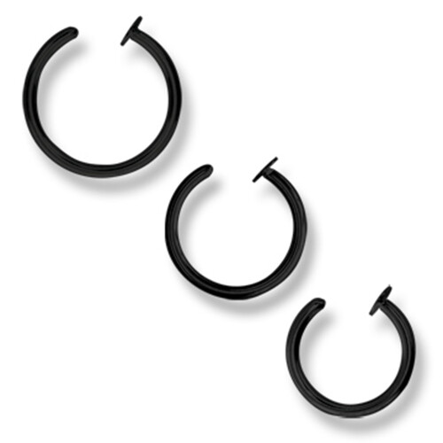 Open nose ring - Black Steel  316 L - 1,2 mm x 9 mm - 5 Pcs/Pack