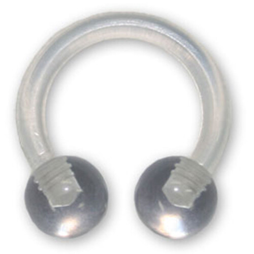 Circular barbell - Bioplast - Horseshoe - 1,6 mm x 10 mm - Transparent with UV-acrylic ball - 2 Pcs/Pack