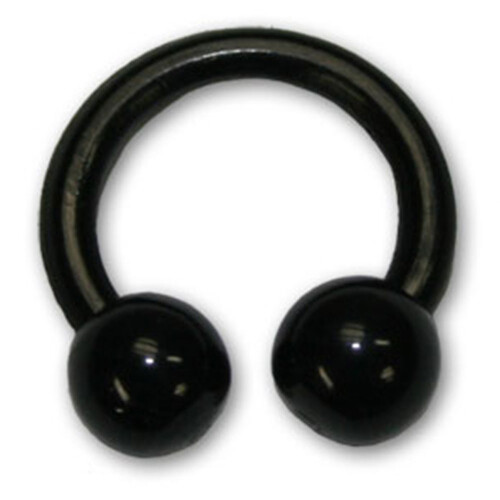 Circularbarbell - Bioplast - Horseshoe - 1,6 mm x 10 mm - Black with UV-acrylic ball  - 2 Pcs/Pack