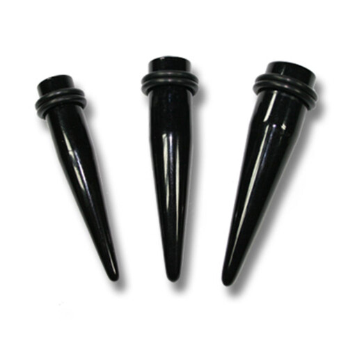 Dehnpflöcke - UV Acrylic schwarz - mit Gummiring 2,5 mm - 10 Stück/Pack