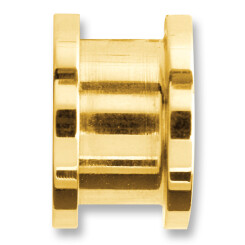Flesh Tunnel - Schraubtunnel mit Kristallen - Gold Line 316 L vergoldet - 1 µm - 4 mm