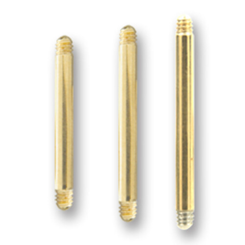 Barbell - Gold Line 316 L vergoldet - 1 µm - Ohne Kugel - 1,2 mm x 6 mm - 5 Stück/Pack