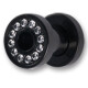 Flesh Tunnel - Black Steel 316 L mit Crystals - 4 mm