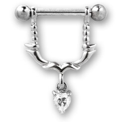 Nipple barbell - 316 L stainless steel - With crystal -...