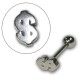 Barbell with threaded accessory for the tounge - 316 L stainless steel - Dollar sign - 2 Pcs/Pack