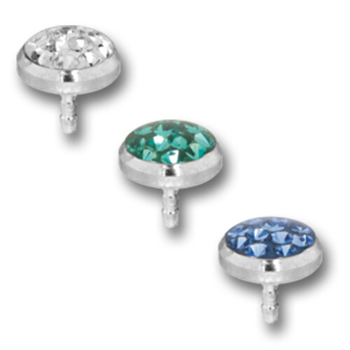 Push-fit disc for bioplast studs - Titan mit Swarovski Crystal 