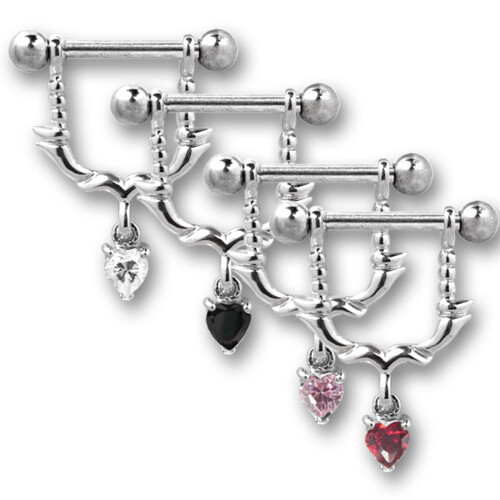 Nipple barbell - 316 L stainless steel - With crystal