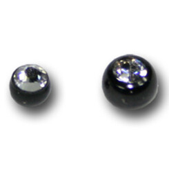 Thread ball - Black Steel 316 L with Crystal CZ white