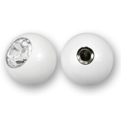 Threaded ball - White Steel 316 L - Swarovski Crystal