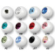 Threaded ball - White Steel 316 L - Swarovski Crystal