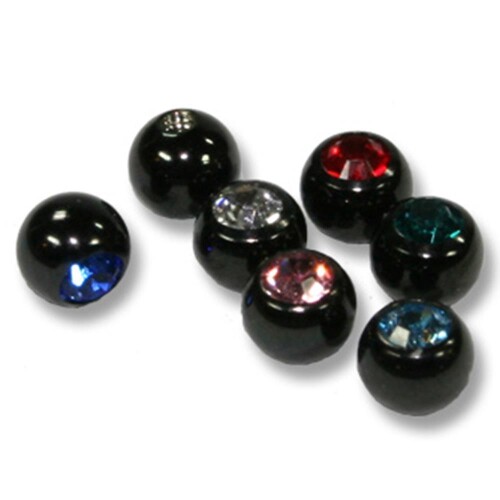 Thread ball - Black Steel 316 L with Swarovski crystal ball - Unicolored