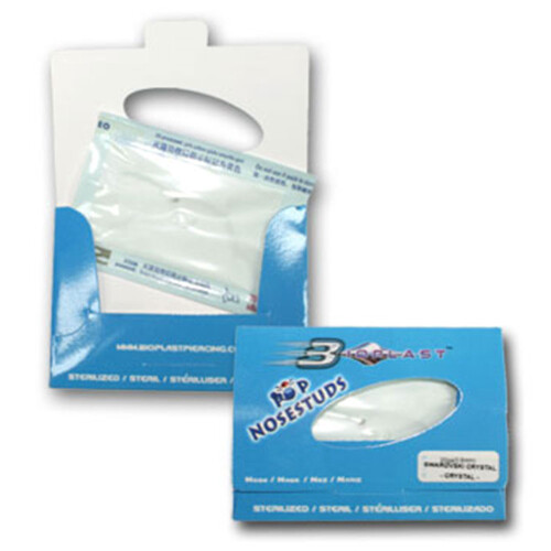 Nasenstecker - Bioplast - Kunststoff mit Swarovski Crystal - 0,8 mm - Weiß