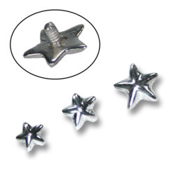 Skinplate attachment - silver - star 1,2 mm x 6 mm - 2...