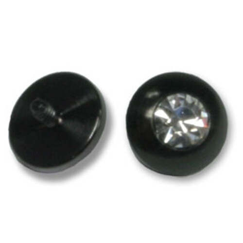 Skinplate attachment - Black Steel 316 L - Ø 6 mm - Stone CZ White - 2 Pcs/Pack