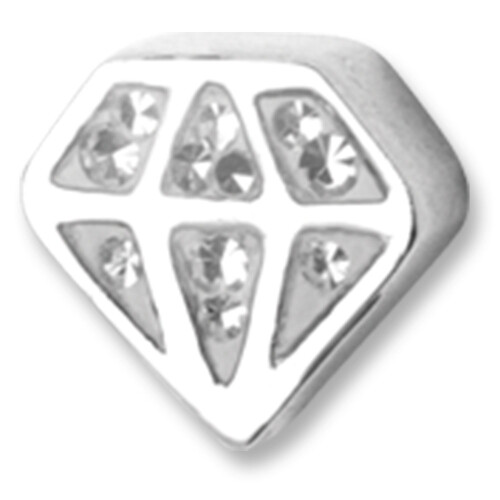 Zungenbarbell Aufsatz mit Swarovski Crystal - Diamant - CZ Weiß - 3 Stück/Pack