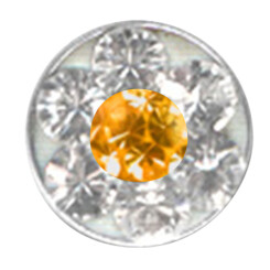 Barbeel - 316 L Chirurgisch Staal - Met Kristal - 1,6 mm x 16 mm - TO Oranje / CZ Wit - 2 stuks/verpakking