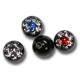 Thread ball - Black Steel 316 L with Swarovski crystal ball - Bicolored