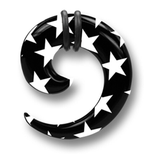 UV-Expander - Spirale schwarz mit weißen Sternen 10 mm - 2 Stück/Pack