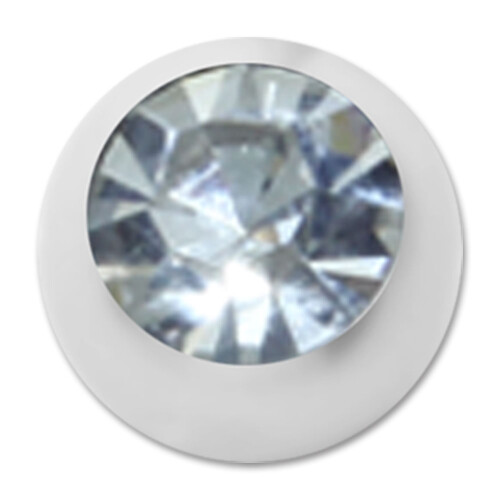 Synthetic Perlen weiß mit Kristall Metallgewinde 1,2 mm x 3 mm - 3 Stück/Pack