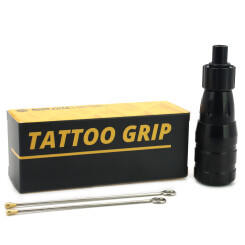 Tattoo Cartridge Grip - Flexible - Nut - Aluminum - Black - Ø 25 mm