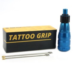 Tatoeage Cartridge Grip - Flexibel - Groef - Aluminium - Blauw - &Oslash; 25 mm
