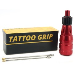 Tattoo Cartridge Grip - Flexible - Nut - Aluminum - Red - Ø 25 mm