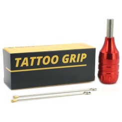 Tatoeage Cartridge Grip  - Vast - Bek - Aluminium - Rood - Ø 25 mm
