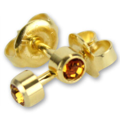 Standard Studs - for ear piercing gun - Gold plated with crystal yellow