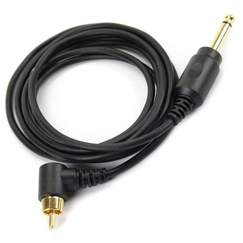 iTATTOO - RCA silicone zachte kabel 200cm - met haakse stekker - kleur zwart