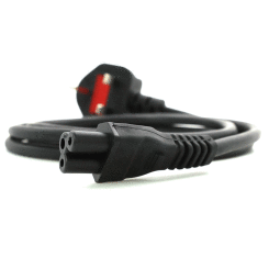 Replacement Cable - UK Plug and Trefoil Plug - 90°/Straight - 180 cm long