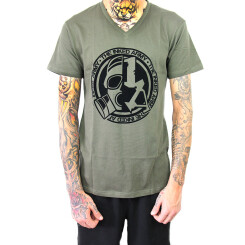 The Inked Army - Heren - T-Shirt V-hals - Olijf XL