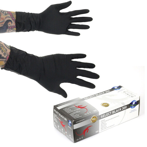 SELECT BLACK 300 - Latex - Examination gloves - Extra long - Black  XL