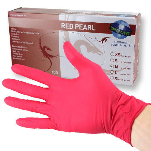 UNIGLOVES - Nitril - Examination gloves - Red Pearl  XS