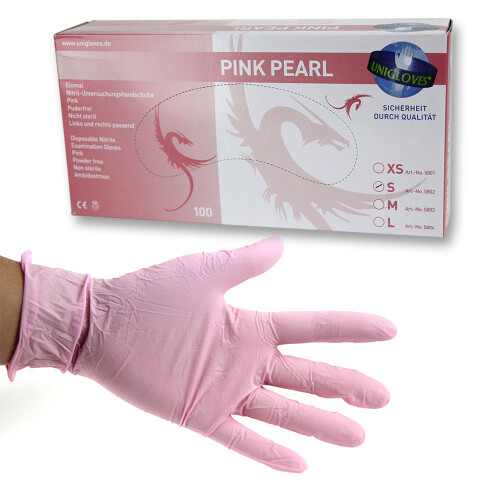 UNIGLOVES - Nitril - Onderzoekshandschoenen - Roze Pearl S