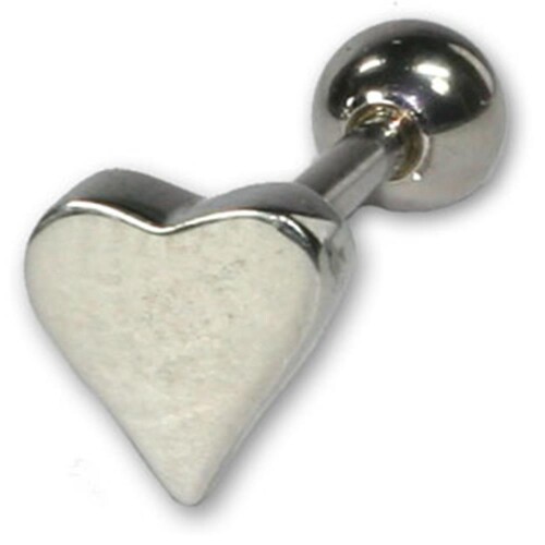 Barbell with threaded accessory for the tounge - 316 L stainless steel - Hearts - 2 Pcs/Pack