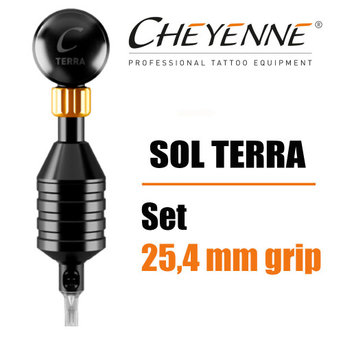 CHEYENNE - Tattoo Machine - SOL Terra - Set met 25,4 mm Grip- Zwart