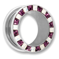 Flesh Tunnel - Stainless steel - Swarovski Crystal -...