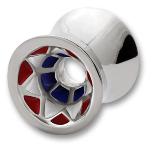 Flesh Tunnel - Stainless steel 316 L - Enamel Line - Red and White Star