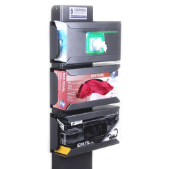 CONPROTA - Multifunktionsstation mit 3x Handschuhboxen inkl. 1x Einschubplatte für Desinfektionstücher, Müllbeutelhalter und Halterung für Desinfektionsflaschen/Dosen